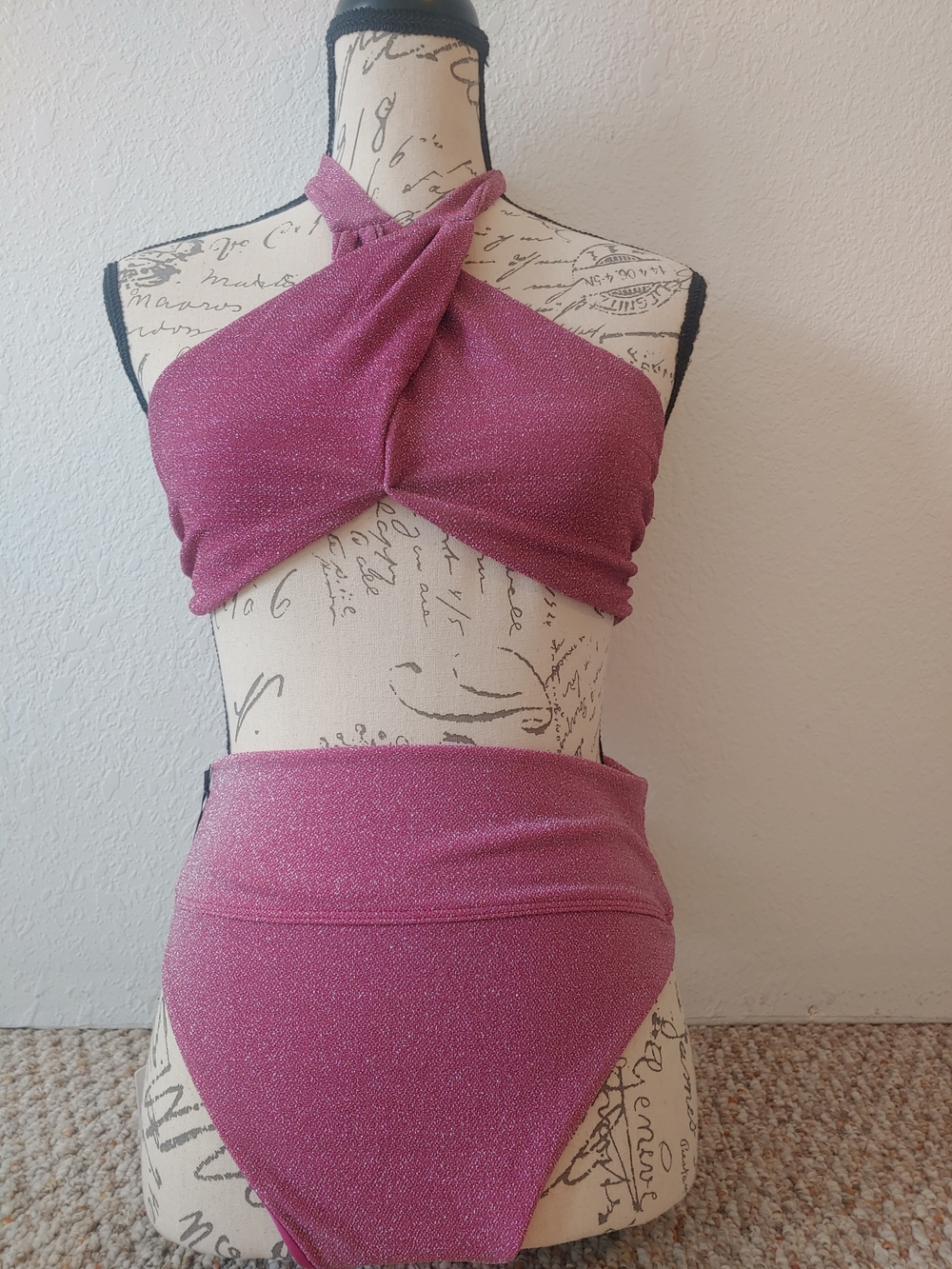 Beach Riot Sparkling Rose Pink Halter Bikini Set